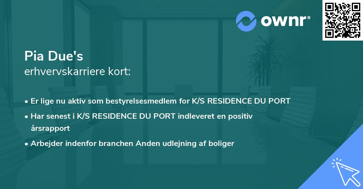 Pia Due's erhvervskarriere kort