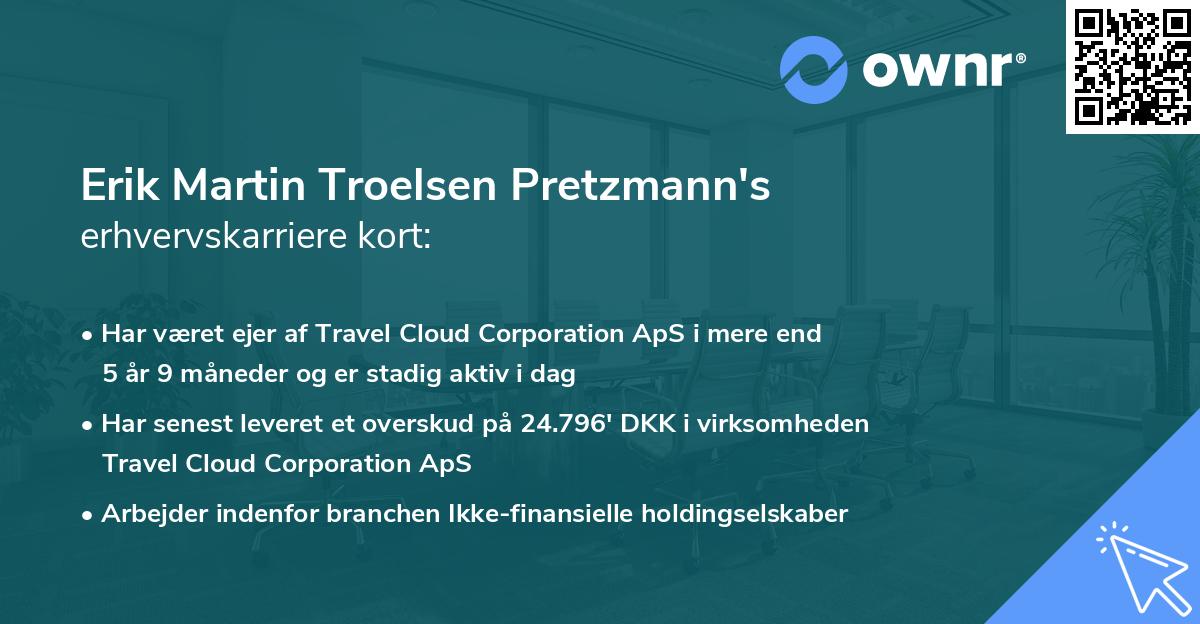 Erik Martin Troelsen Pretzmann's erhvervskarriere kort