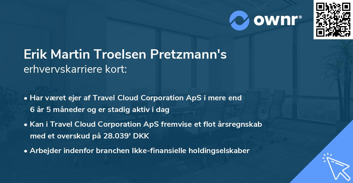 Erik Martin Troelsen Pretzmann's erhvervskarriere kort