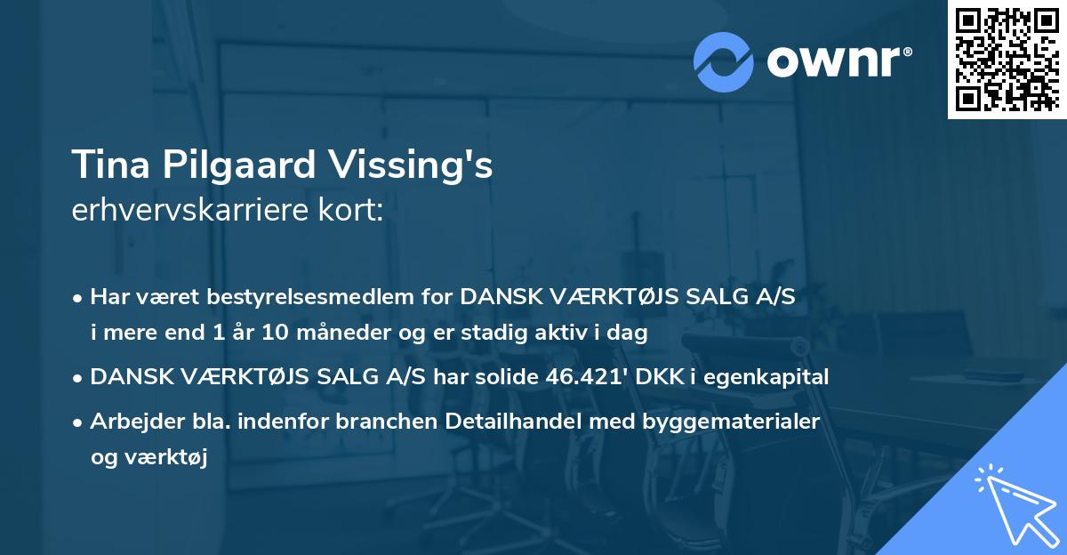 Tina Pilgaard Vissing's erhvervskarriere kort