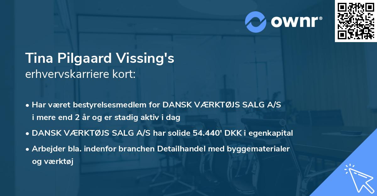 Tina Pilgaard Vissing's erhvervskarriere kort