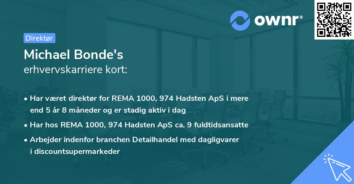 Michael Bonde's erhvervskarriere kort