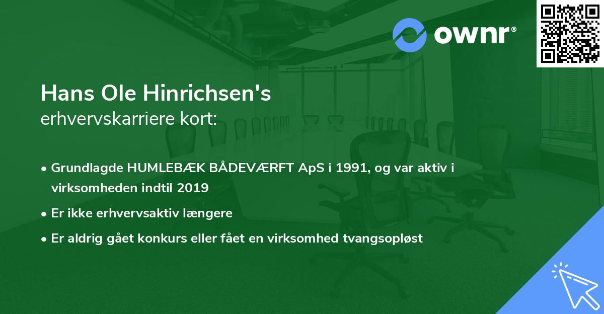 Hans Ole Hinrichsen's erhvervskarriere kort