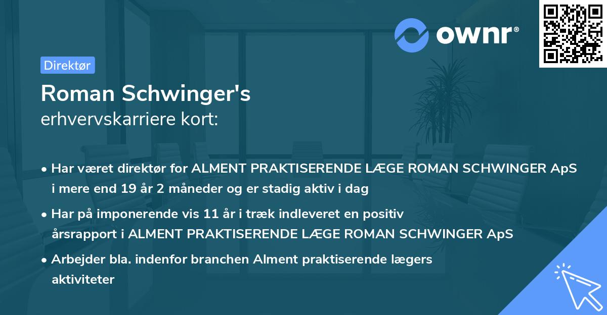 Roman Schwinger's erhvervskarriere kort