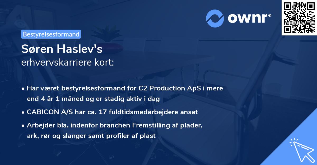 Søren Haslev's erhvervskarriere kort