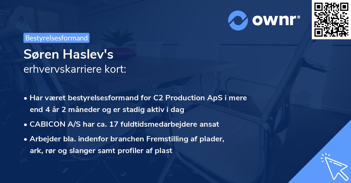 Søren Haslev's erhvervskarriere kort