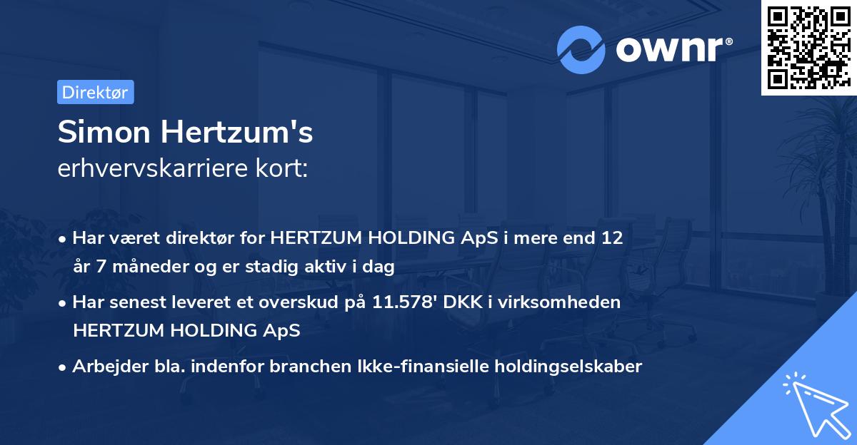 Simon Hertzum's erhvervskarriere kort