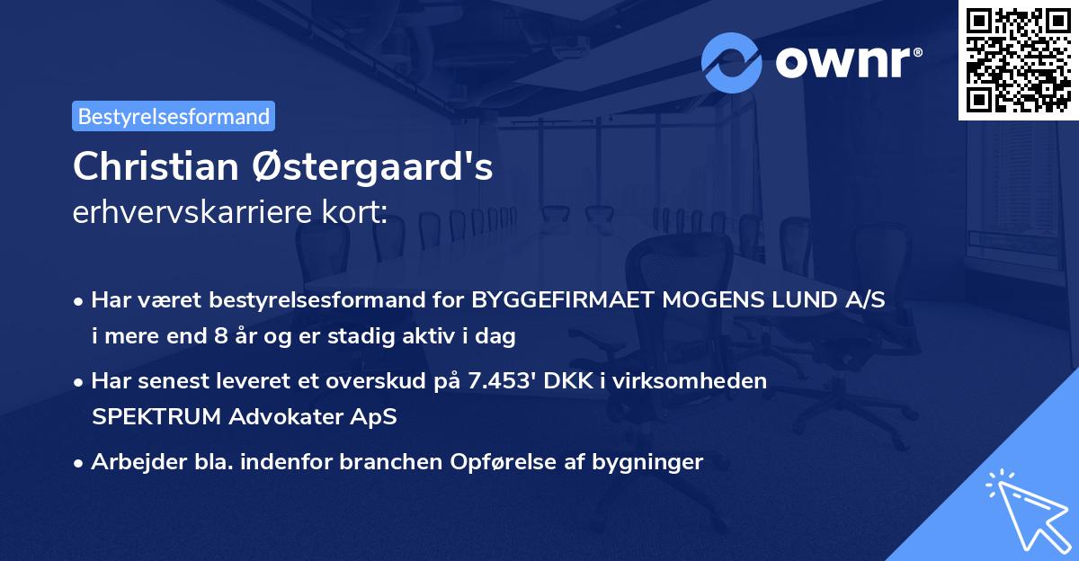 Christian Østergaard's erhvervskarriere kort