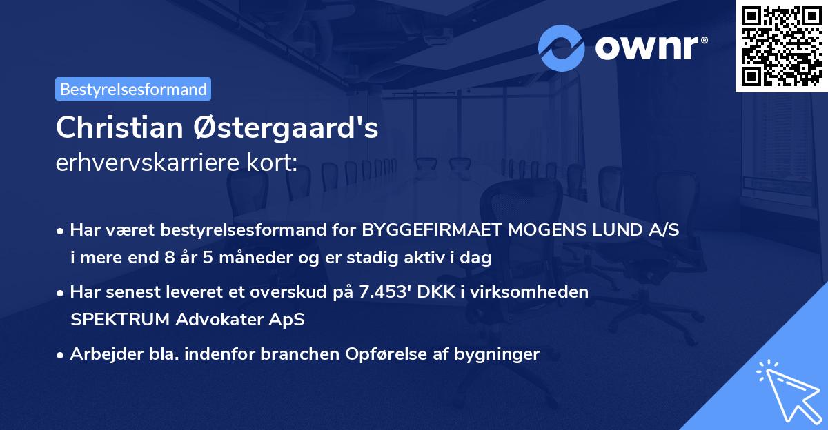 Christian Østergaard's erhvervskarriere kort
