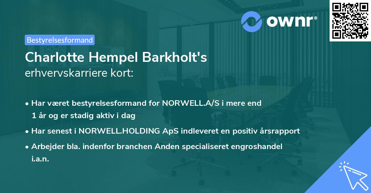 Charlotte Hempel Barkholt's erhvervskarriere kort