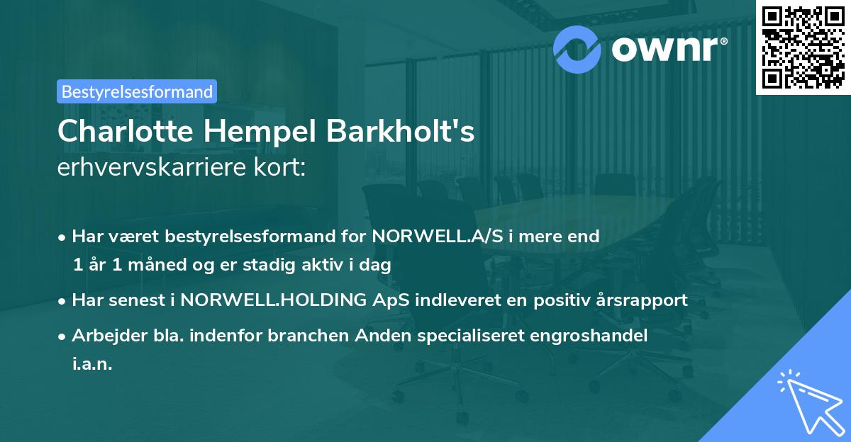 Charlotte Hempel Barkholt's erhvervskarriere kort
