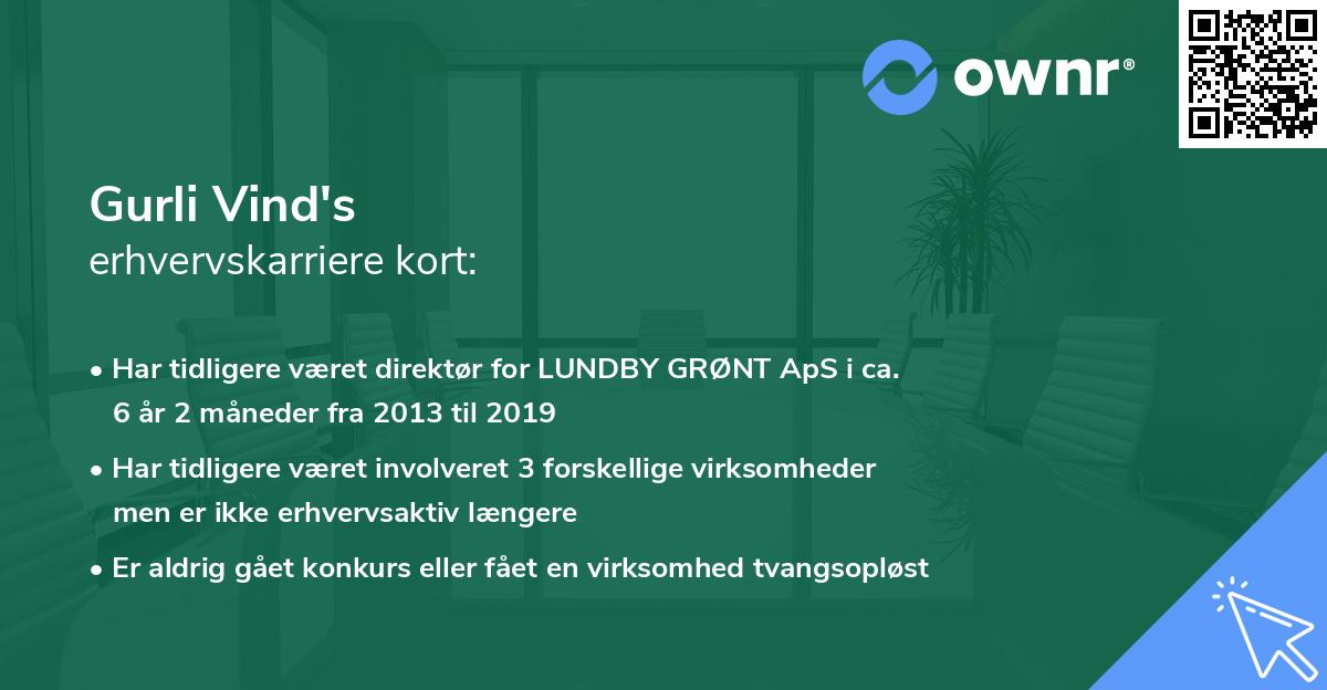 Gurli Vind's erhvervskarriere kort