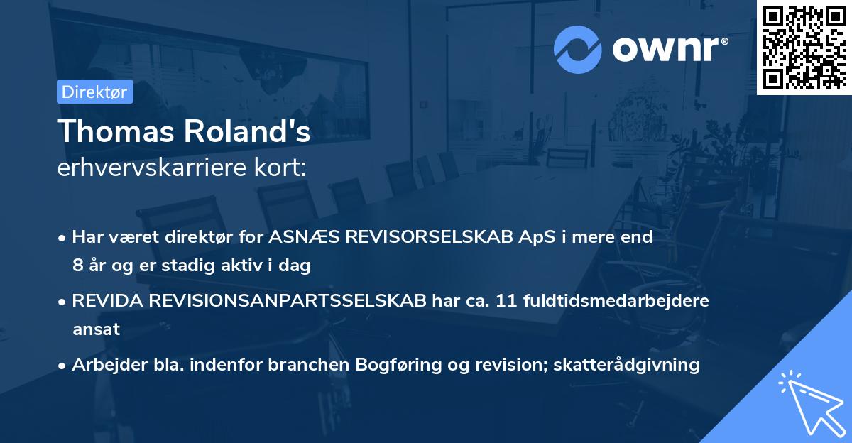 Thomas Roland's erhvervskarriere kort