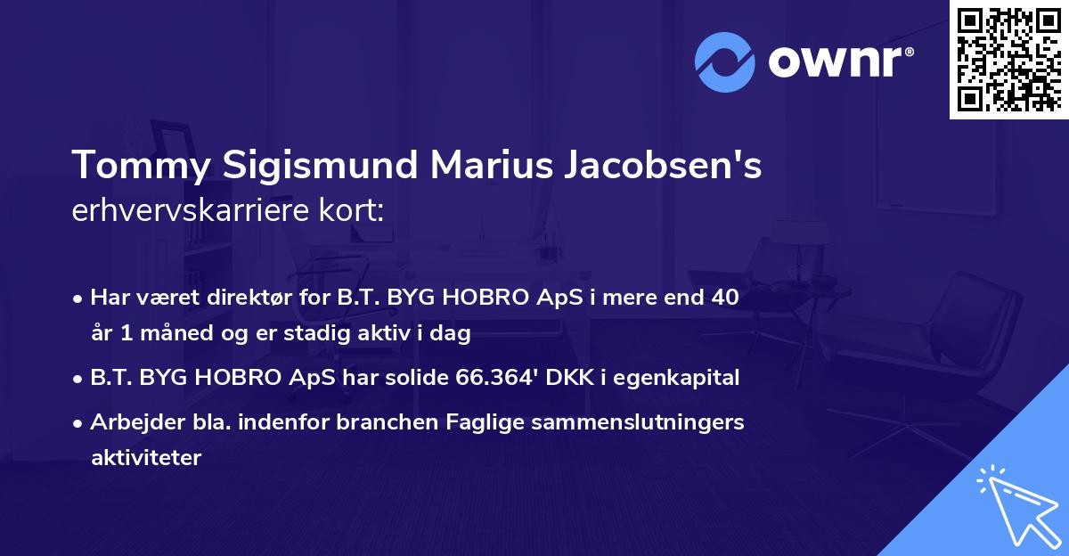 Tommy Sigismund Marius Jacobsen's erhvervskarriere kort