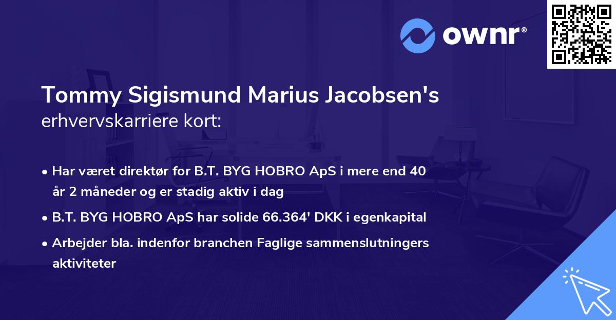 Tommy Sigismund Marius Jacobsen's erhvervskarriere kort