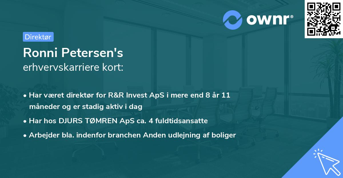 Ronni Petersen's erhvervskarriere kort