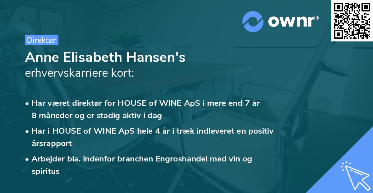 Anne Elisabeth Hansen's erhvervskarriere kort