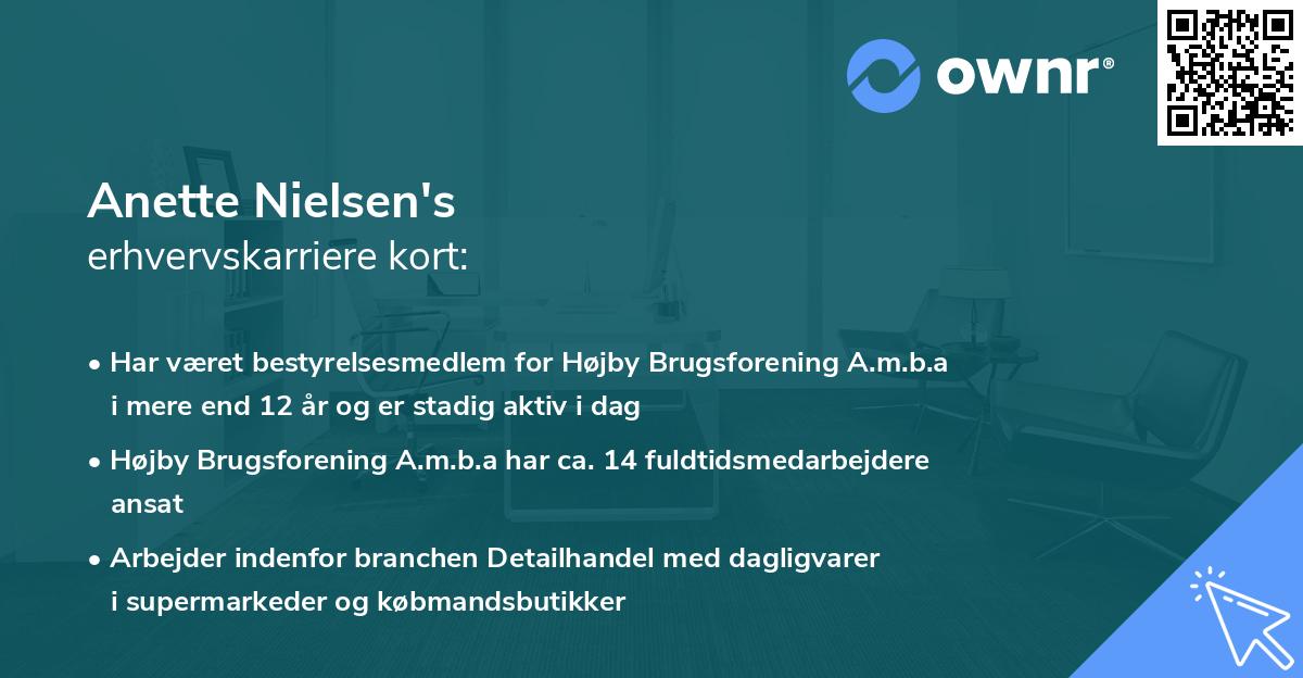 Anette Nielsen's erhvervskarriere kort