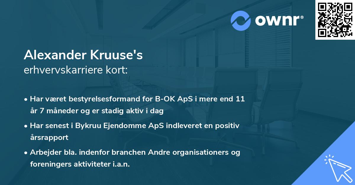 Alexander Kruuse's erhvervskarriere kort