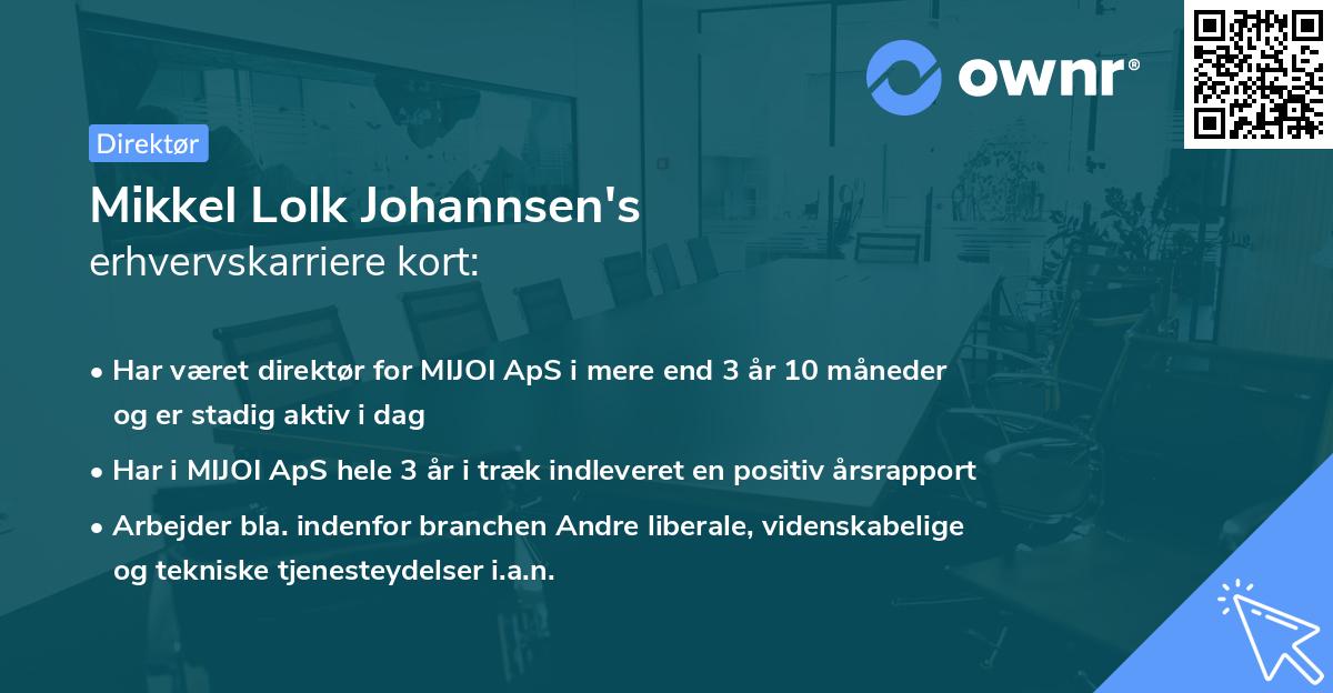 Mikkel Lolk Johannsen's erhvervskarriere kort