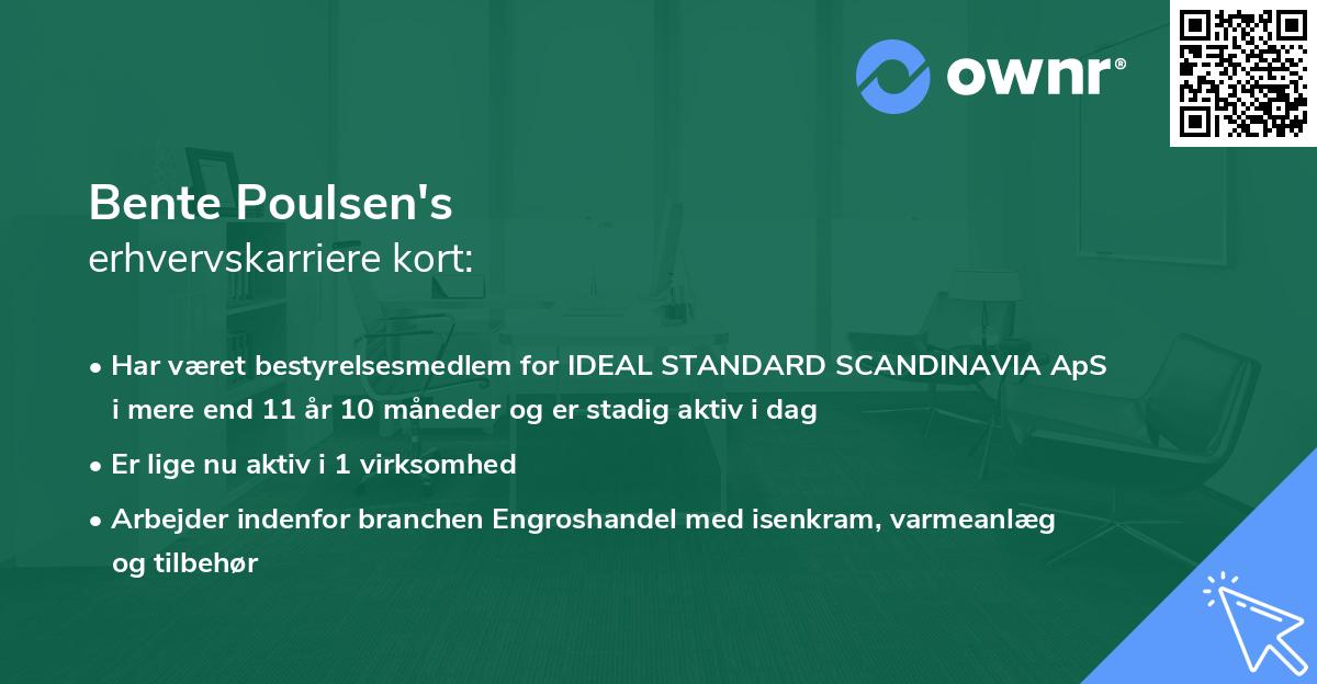 Bente Poulsen's erhvervskarriere kort