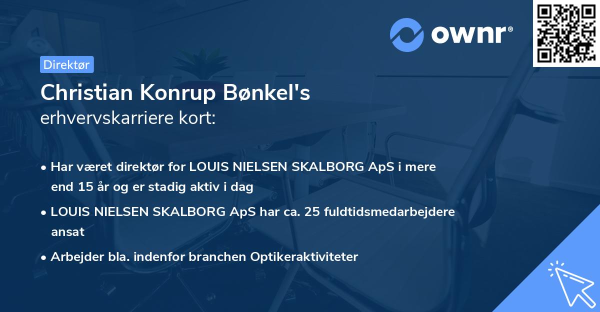 Christian Konrup Bønkel's erhvervskarriere kort