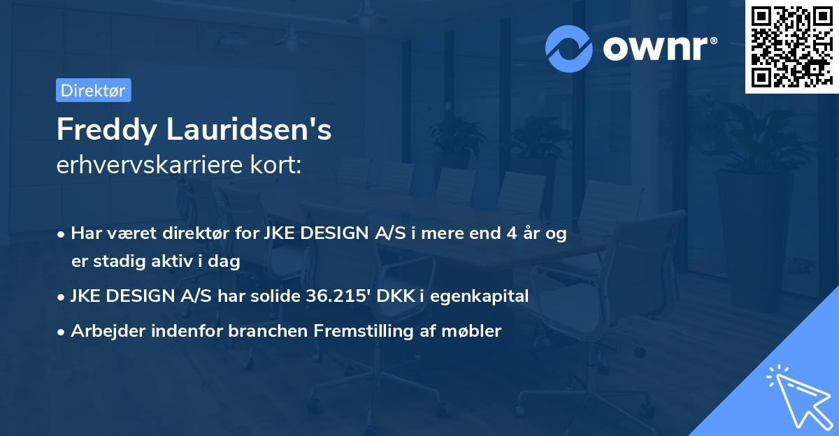 Freddy Lauridsen's erhvervskarriere kort