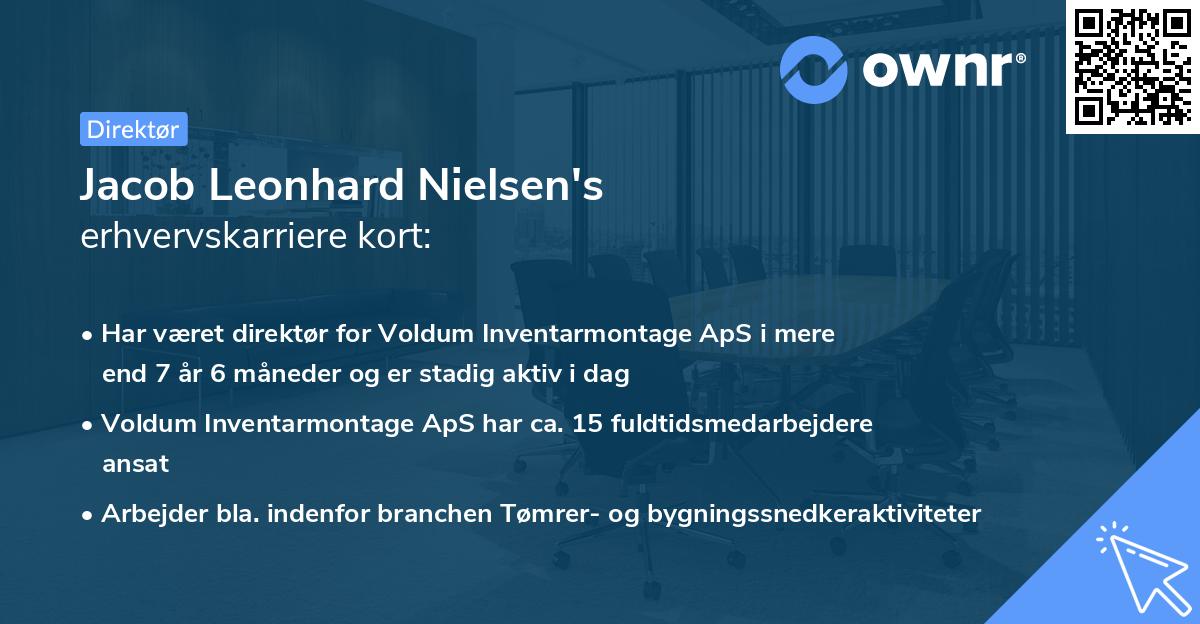 Jacob Leonhard Nielsen's erhvervskarriere kort
