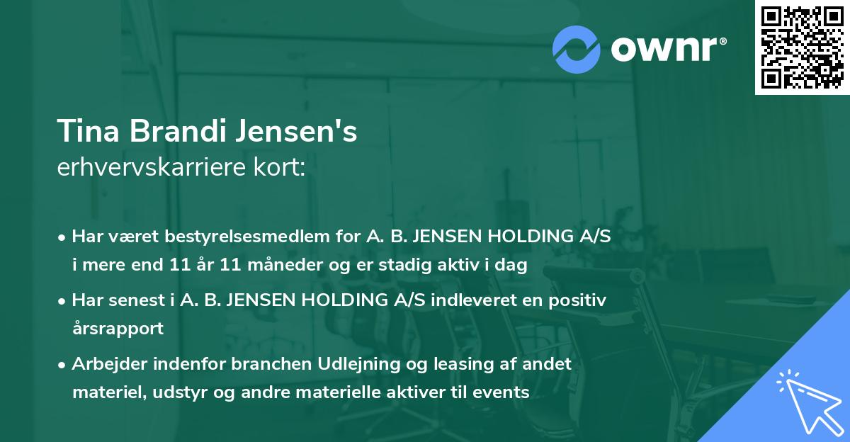 Tina Brandi Jensen's erhvervskarriere kort