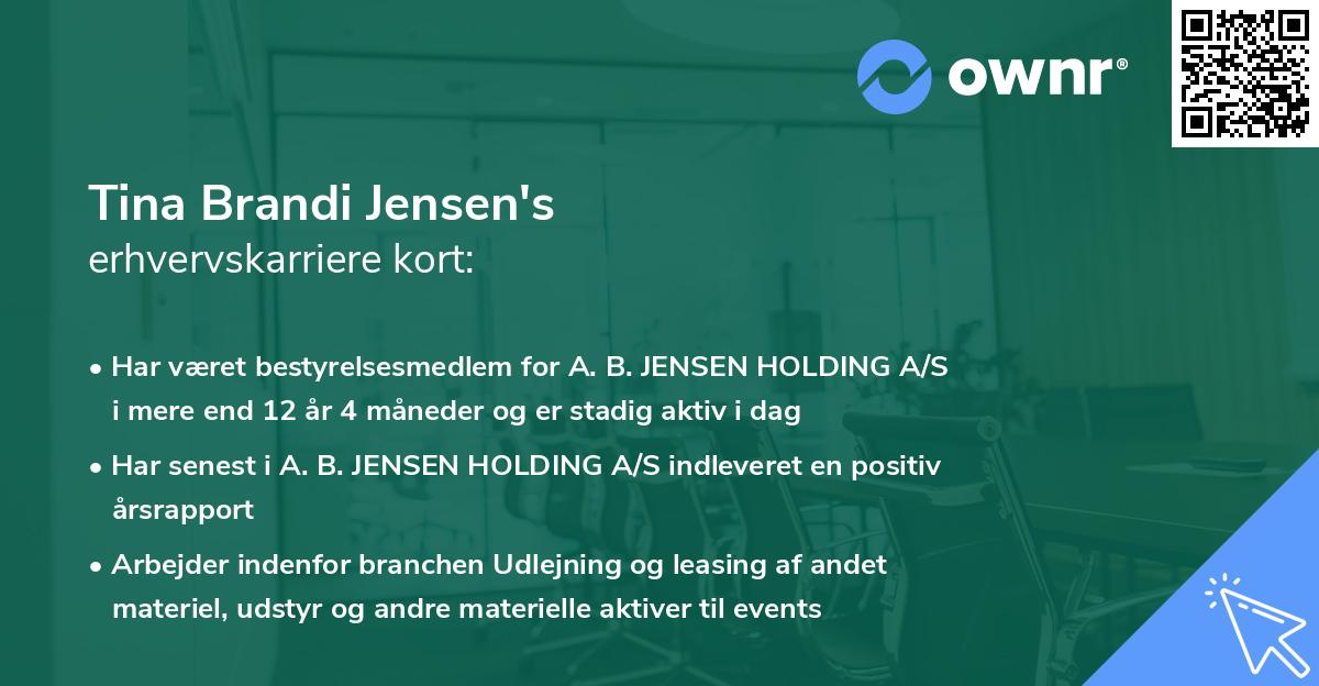 Tina Brandi Jensen's erhvervskarriere kort