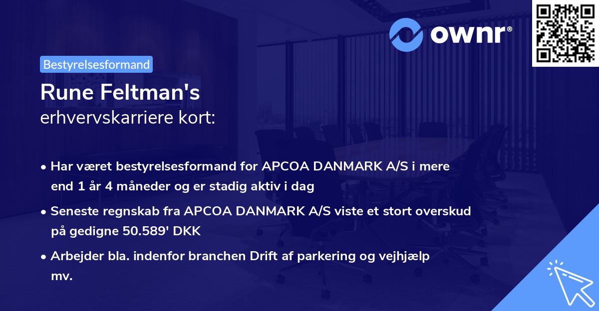 Rune Feltman's erhvervskarriere kort