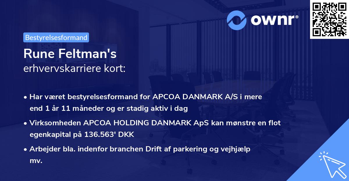 Rune Feltman's erhvervskarriere kort