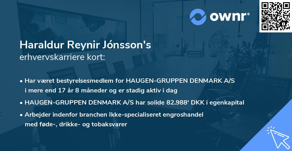 Haraldur Reynir Jónsson's erhvervskarriere kort