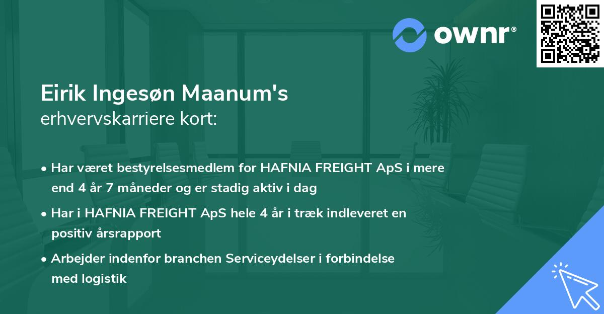 Eirik Ingesøn Maanum's erhvervskarriere kort