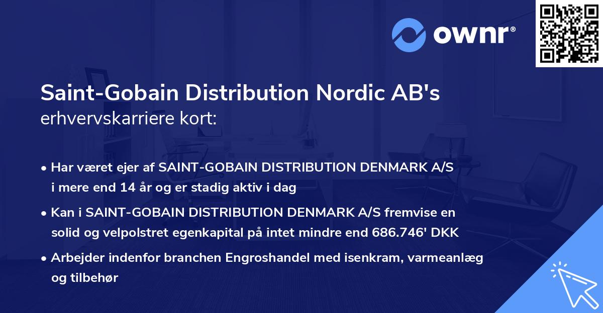 Saint-Gobain Distribution Nordic AB's erhvervskarriere kort