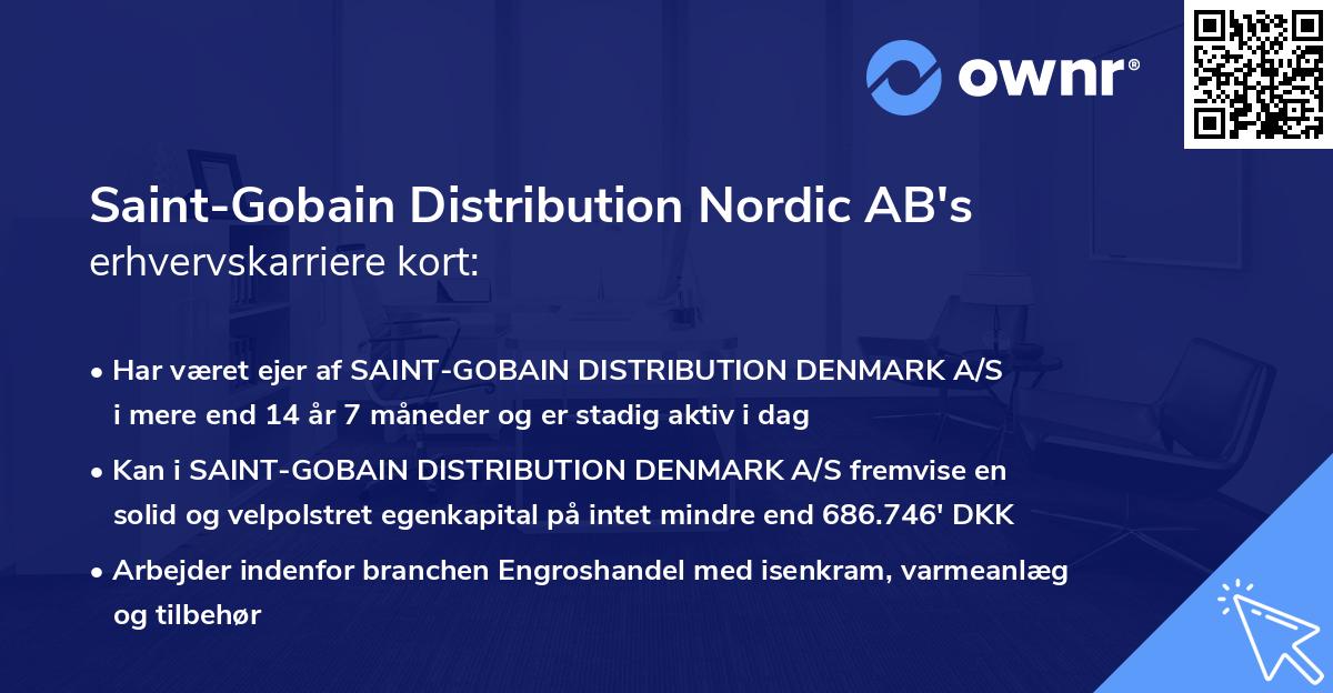 Saint-Gobain Distribution Nordic AB's erhvervskarriere kort