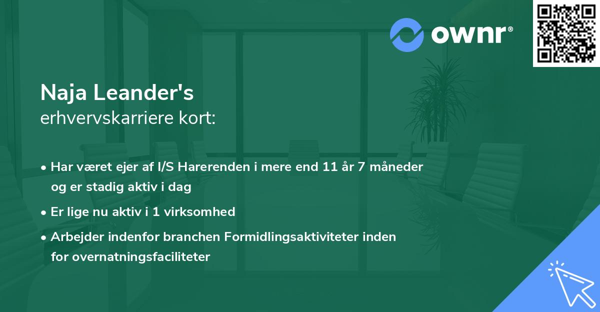 Naja Leander's erhvervskarriere kort