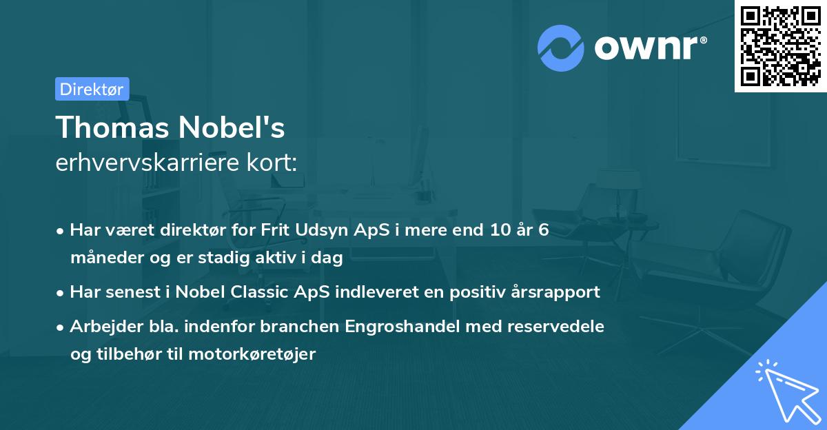 Thomas Nobel's erhvervskarriere kort