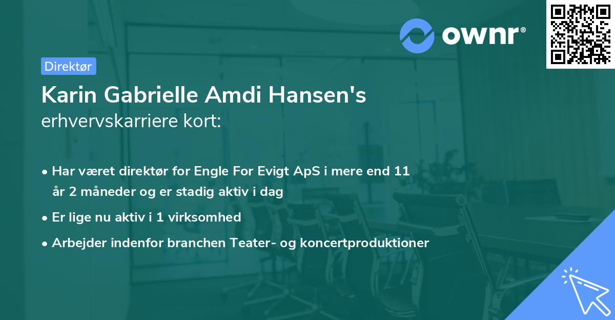 Karin Gabrielle Amdi Hansen's erhvervskarriere kort