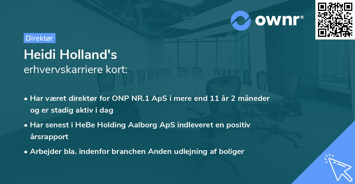 Heidi Holland's erhvervskarriere kort