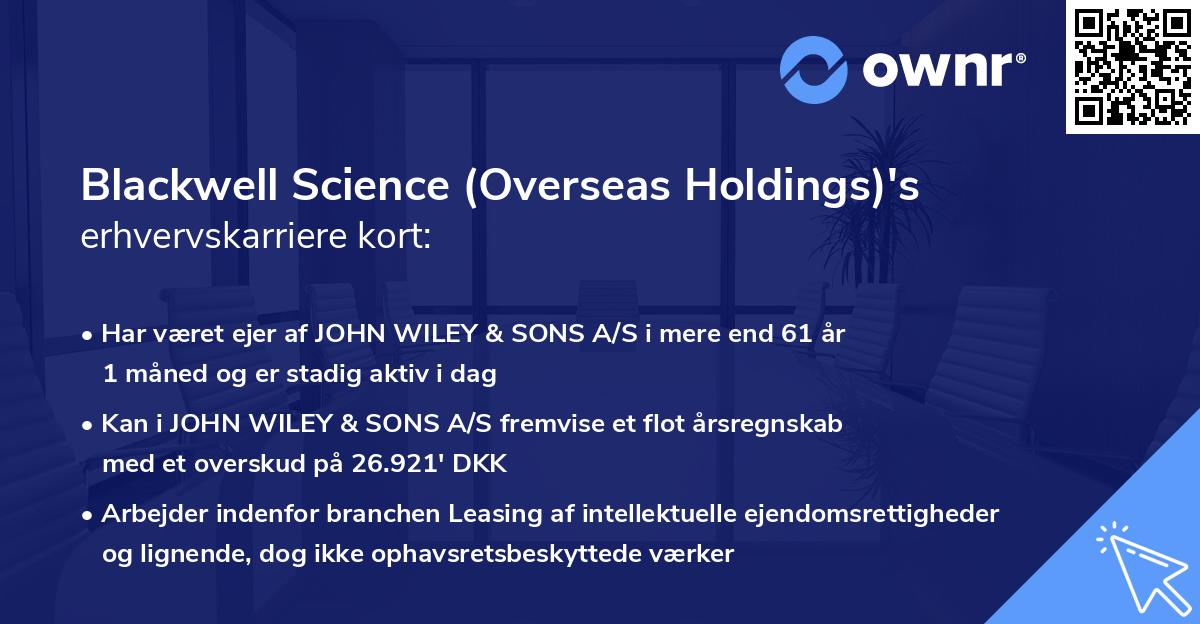 Blackwell Science (Overseas Holdings)'s erhvervskarriere kort