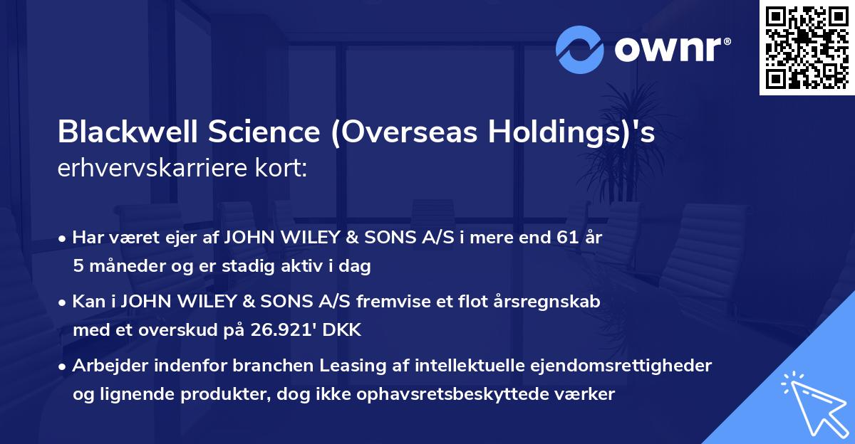 Blackwell Science (Overseas Holdings)'s erhvervskarriere kort