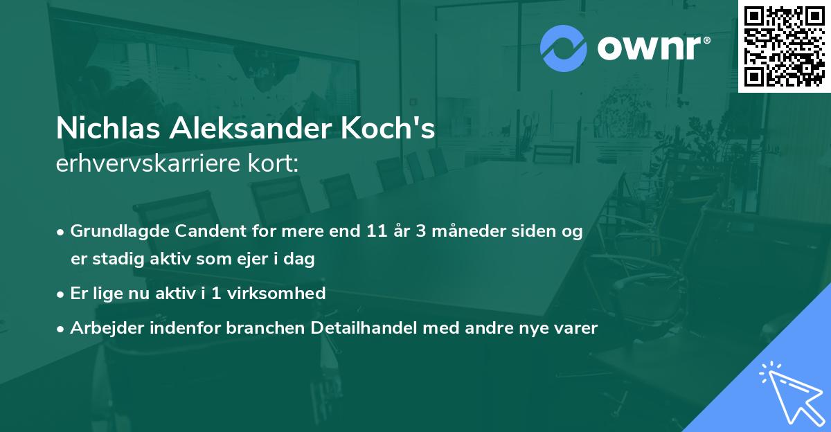 Nichlas Aleksander Koch's erhvervskarriere kort