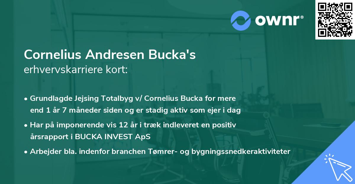 Cornelius Andresen Bucka's erhvervskarriere kort
