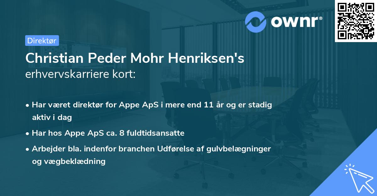 Christian Peder Mohr Henriksen's erhvervskarriere kort