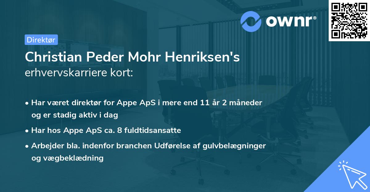 Christian Peder Mohr Henriksen's erhvervskarriere kort