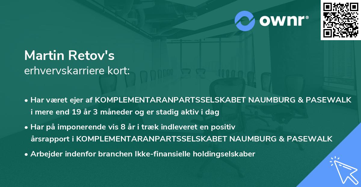 Martin Retov's erhvervskarriere kort