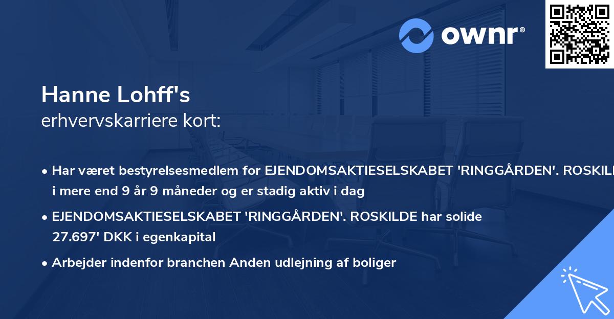 Hanne Lohff's erhvervskarriere kort