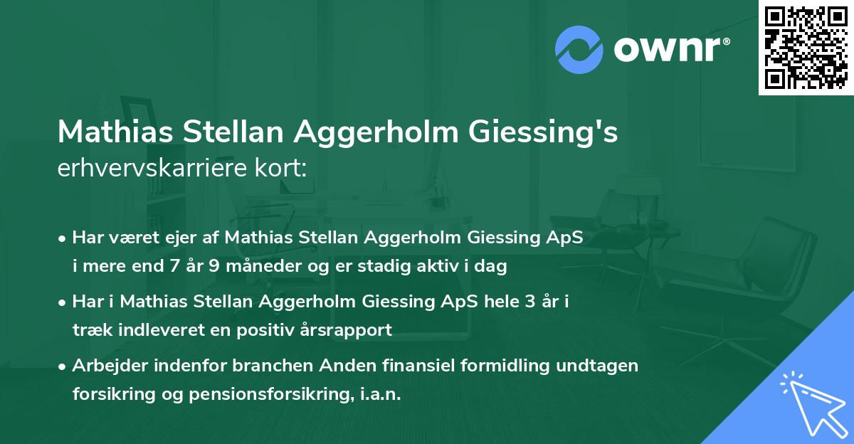 Mathias Stellan Aggerholm Giessing's erhvervskarriere kort