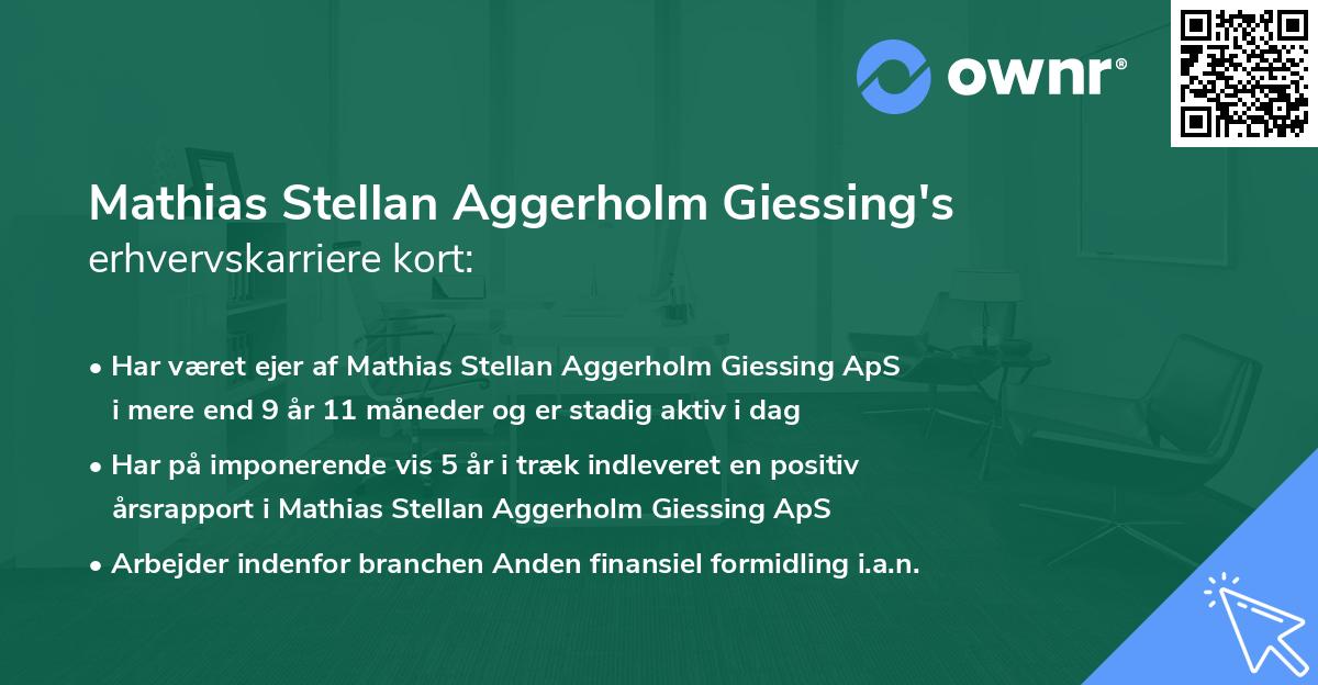 Mathias Stellan Aggerholm Giessing's erhvervskarriere kort